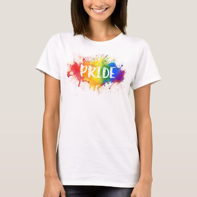 LGBTQ Pride Splash Watercolor Rainbow Tee (Front)