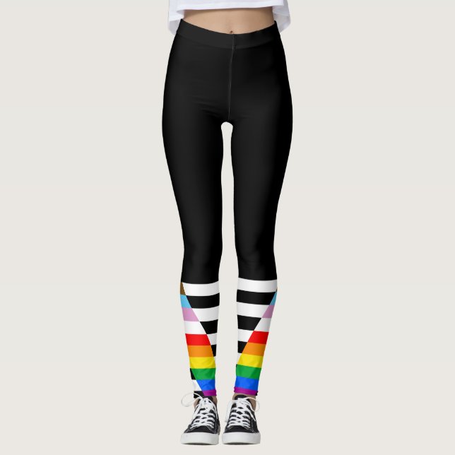 LGBTQ Progress Ally Pride Flag Leggings (Front)