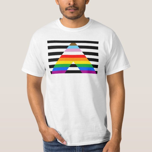 LGBTQ Progress Ally Pride Flag T-Shirt (Front)