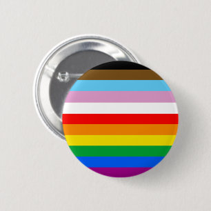 LGBTQ+ Progress Flag Stripes 6 Cm Round Badge