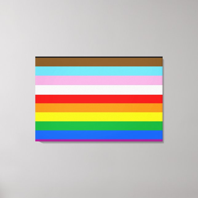LGBTQ+ Progress Flag Stripes Canvas Print (Front)