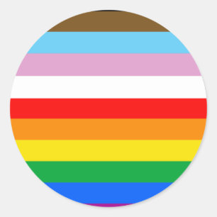 LGBTQ+ Progress Flag Stripes Classic Round Sticker