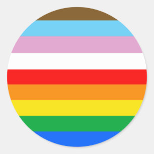 LGBTQ+ Progress Flag Stripes Classic Round Sticker