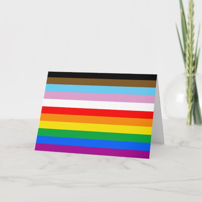 LGBTQ+ Progress Flag Stripes Holiday Card (Front)