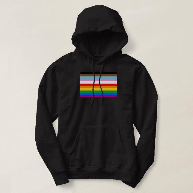 LGBTQ+ Progress Flag Stripes Hoodie (Design Front)