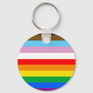 LGBTQ+ Progress Flag Stripes Key Ring