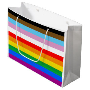 LGBTQ+ Progress Flag Stripes Large Gift Bag