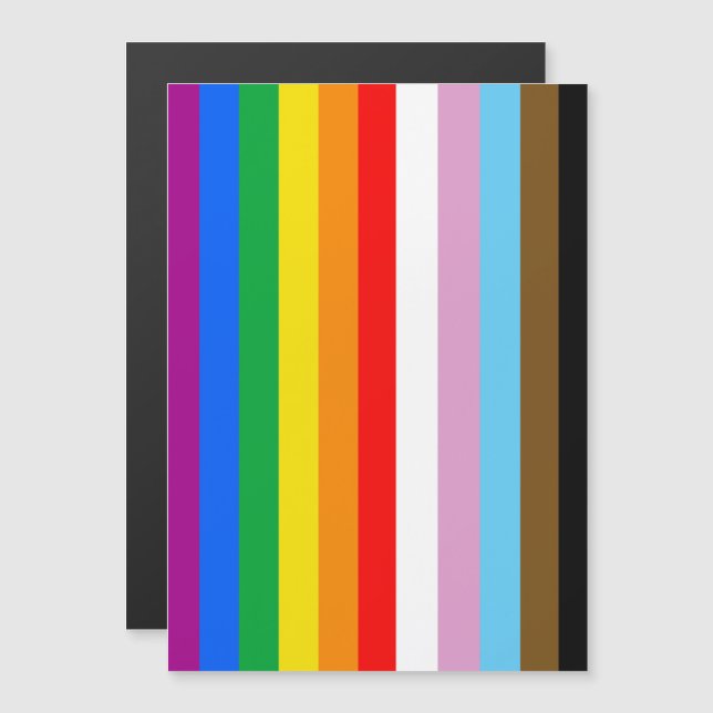LGBTQ+ Progress Flag Stripes Magnetic Invitation (Front/Back)