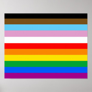 LGBTQ+ Progress Flag Stripes Poster