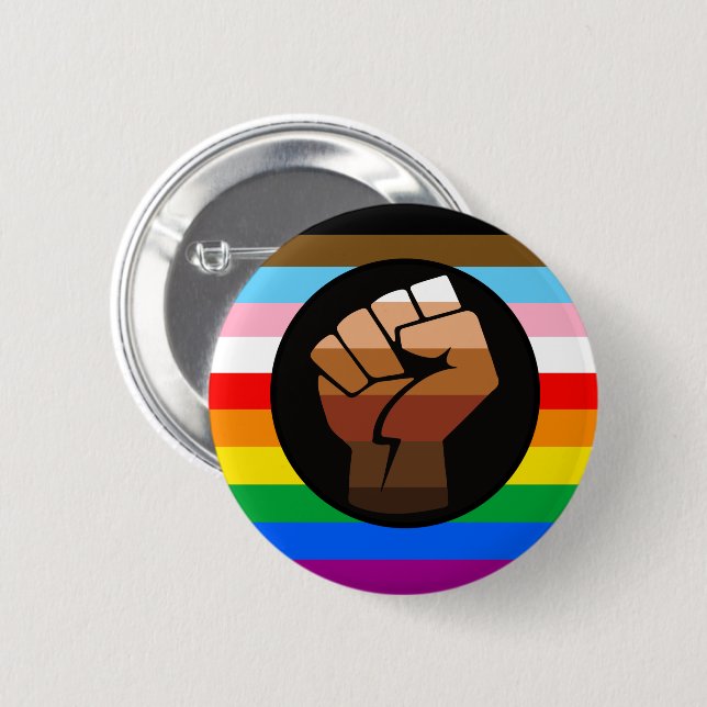 LGBTQ+ Progress POC Pride Flag 6 Cm Round Badge (Front & Back)