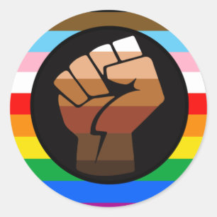 LGBTQ+ Progress POC Pride Flag Classic Round Sticker