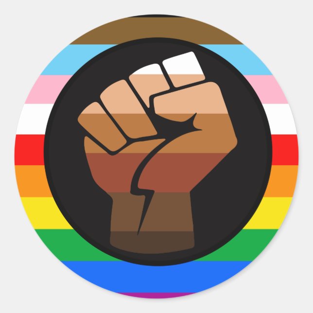 LGBTQ+ Progress POC Pride Flag Classic Round Sticker (Front)