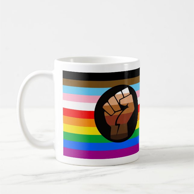 LGBTQ+ Progress POC Pride Flag Coffee Mug (Left)