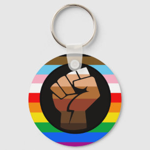 LGBTQ+ Progress POC Pride Flag Key Ring