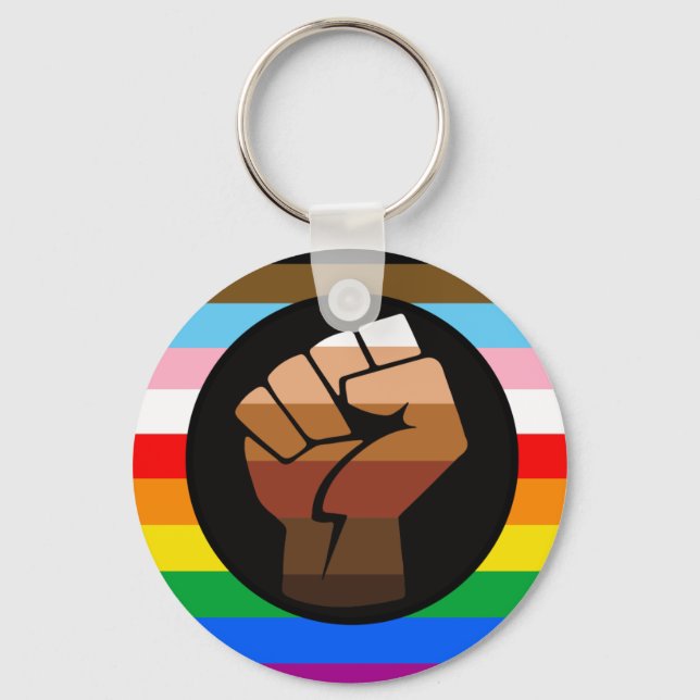 LGBTQ+ Progress POC Pride Flag Key Ring (Front)