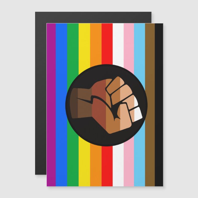 LGBTQ+ Progress POC Pride Flag Magnetic Invitation (Front/Back)