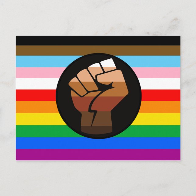 LGBTQ+ Progress POC Pride Flag Postcard (Front)