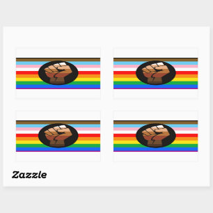 LGBTQ+ Progress POC Pride Flag Rectangular Sticker