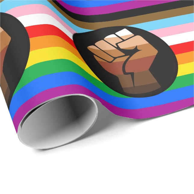 LGBTQ+ Progress POC Pride Flag Wrapping Paper (Roll Corner)