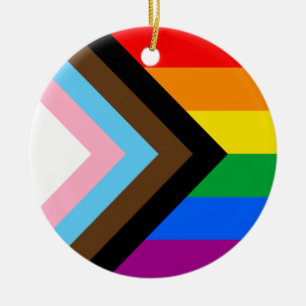 LGBTQ+ Progress Pride Ceramic Tree Decoration