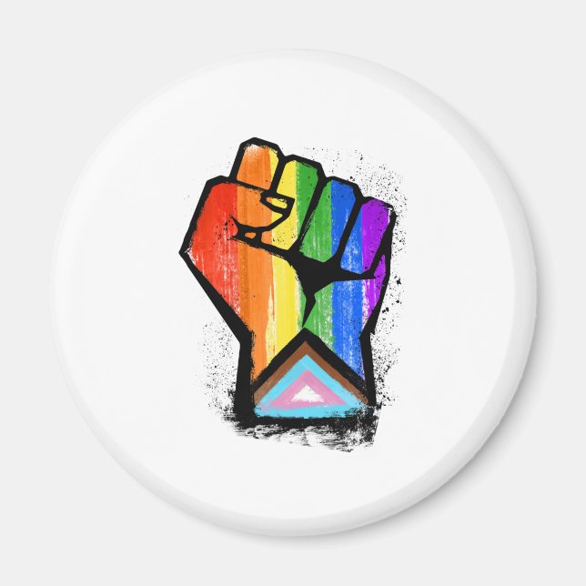 LGBTQ PROGRESS PRIDE FIST MAGNET (Front)