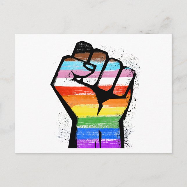 LGBTQ PROGRESS PRIDE FIST POSTCARD (Front)