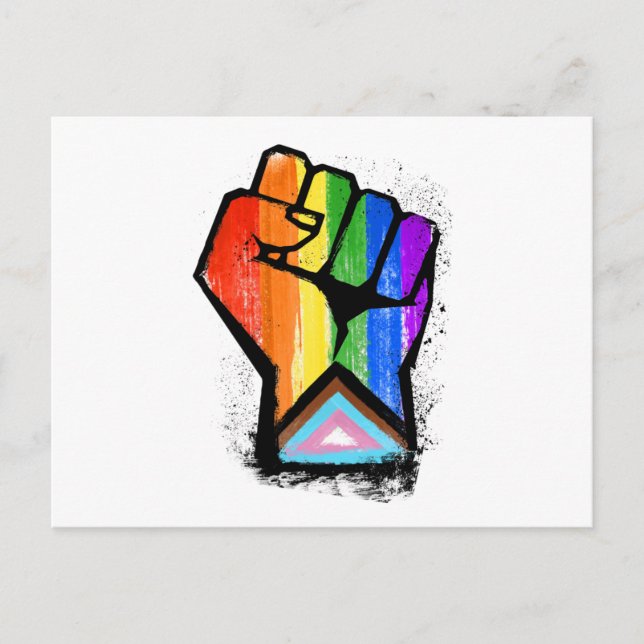 LGBTQ PROGRESS PRIDE FIST POSTCARD (Front)