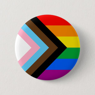 LGBTQ+ Progress Pride Flag 6 Cm Round Badge