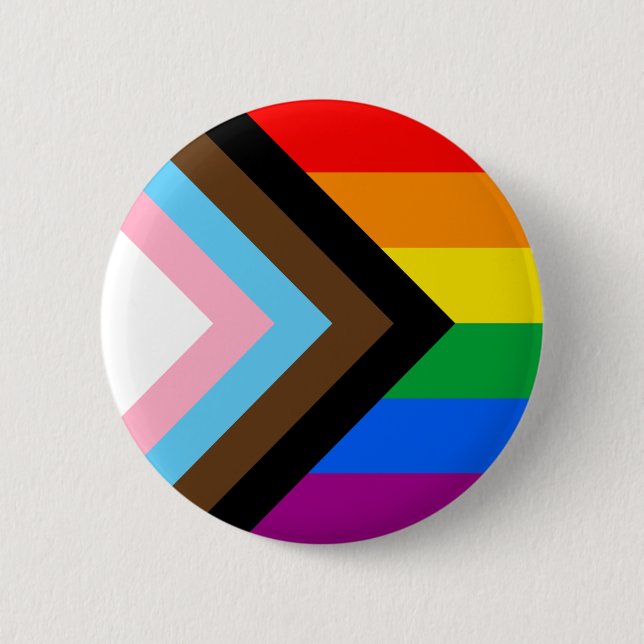 LGBTQ+ Progress Pride Flag 6 Cm Round Badge (Front)