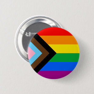 LGBTQ+ Progress Pride Flag 6 Cm Round Badge