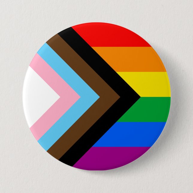 LGBTQ+ Progress Pride Flag 7.5 Cm Round Badge (Front)