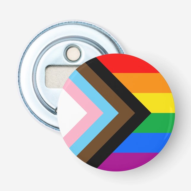 LGBTQ+ Progress Pride Flag Bottle Opener (Front)