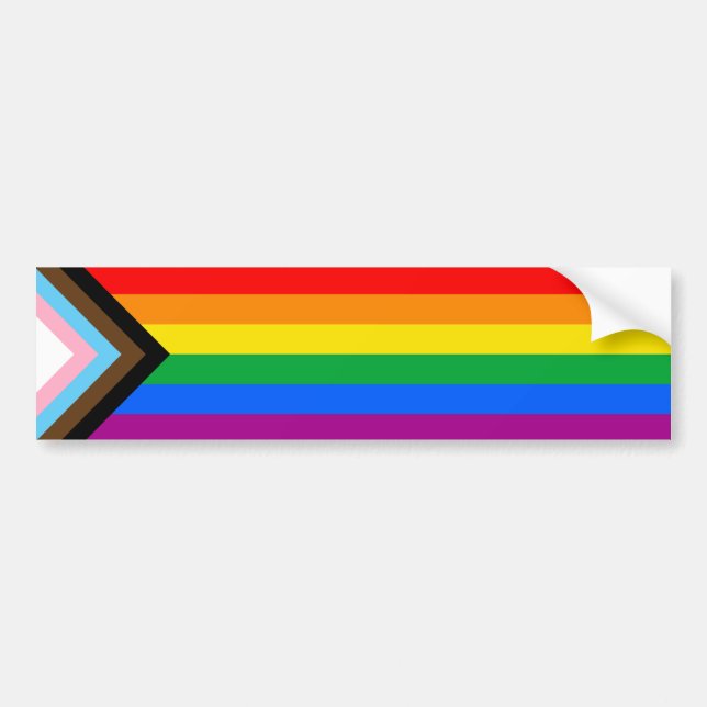 LGBTQ+ Progress Pride Flag Bumper Sticker (Front)