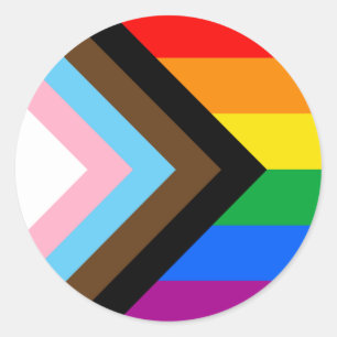 LGBTQ+ Progress Pride Flag Classic Round Sticker