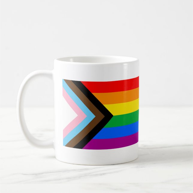 LGBTQ+ Progress Pride Flag Coffee Mug (Left)