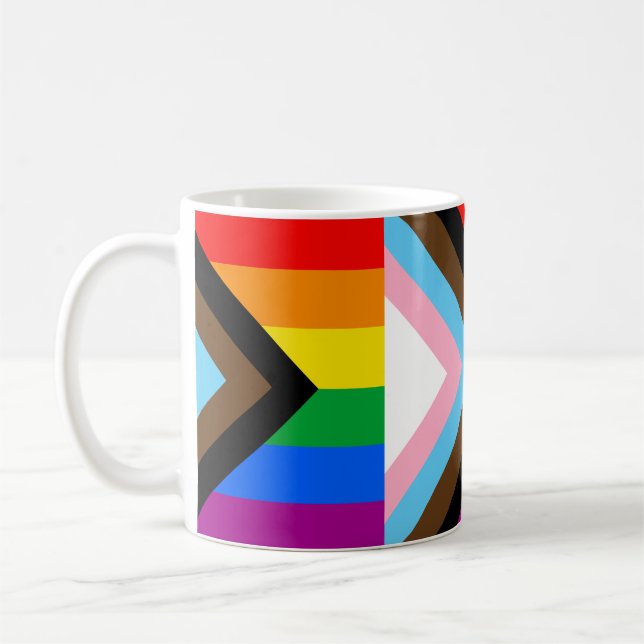 LGBTQ+ Progress Pride Flag Coffee Mug (Left)