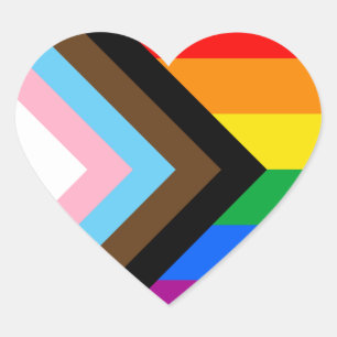 LGBTQ+ Progress Pride Flag Heart Sticker