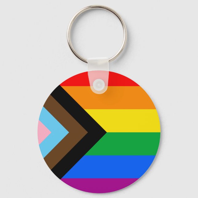 LGBTQ+ Progress Pride Flag Key Ring (Front)