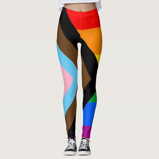 LGBTQ+ Progress Pride Flag Leggings (Front)