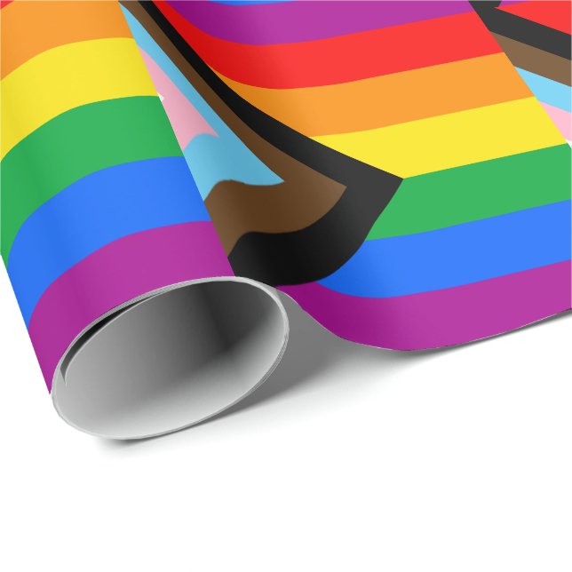 LGBTQ+ Progress Pride Flag Wrapping Paper (Roll Corner)