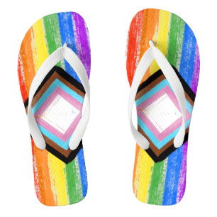 LGBTQ+ Progress Pride High-Top Sneakers Flip Flops