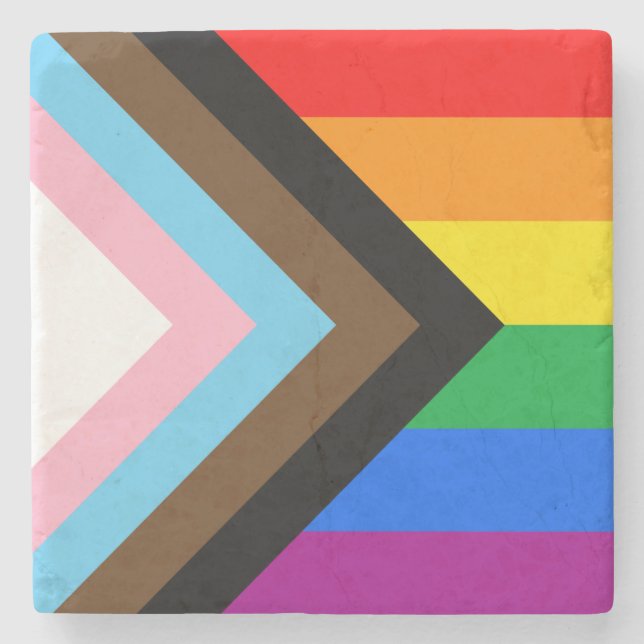 LGBTQ+ Progress Pride Stone Coaster (Front)
