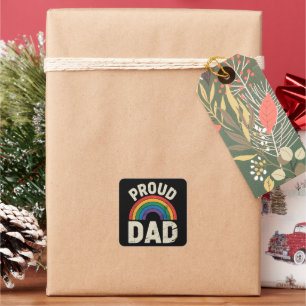 LGBTQ Proud Dad Gay Pride LGBT Ally Father's Day Square Sticker