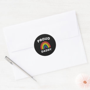 LGBTQ Proud Daddy Gay Pride Rainbow Father's Day Classic Round Sticker
