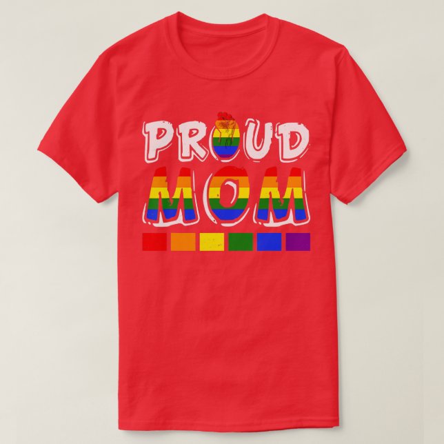 LGBTQ Proud Mum Gay Lesbian LGBT Fist Rainbow Moth T-Shirt (Design Front)