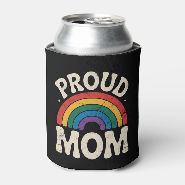 LGBTQ Proud Mum Gay Pride Rainbow Mother's Day Can Cooler (Can Front)