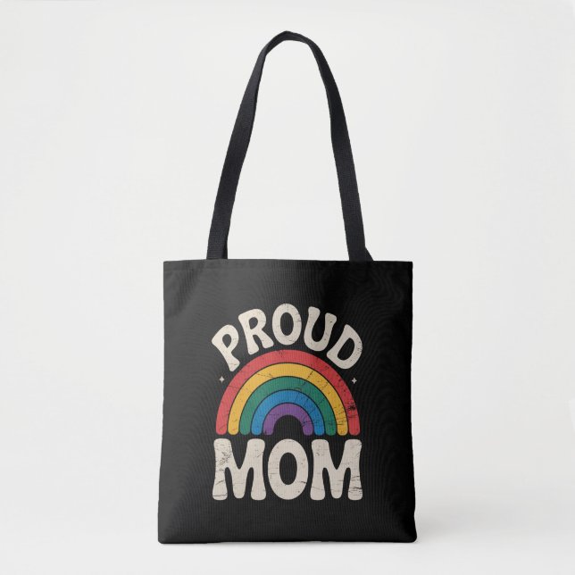 LGBTQ Proud Mum Gay Pride Rainbow Mother's Day Tote Bag (Front)