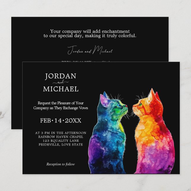 🌈 LGBTQ Purrfectly Yours Invitation (Front/Back)