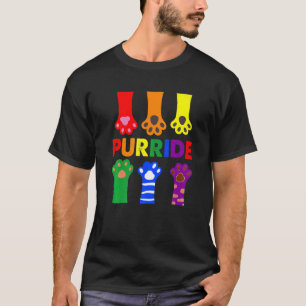 Lgbtq Purride Ally Gay Pride Rainbow Flag Cat Kitt T-Shirt