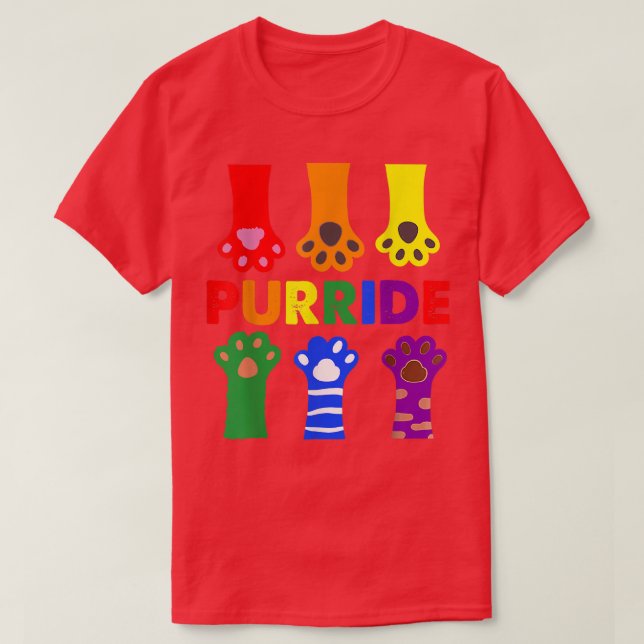 LGBTQ Purride Ally Gay Pride Rainbow Flag Cat Kitt T-Shirt (Design Front)